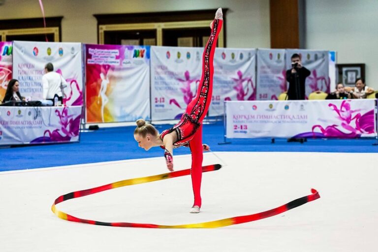 Көркем гимнастикадан өтіп жатқан Қазақстан Республикасы чемпионатынан көрініс…